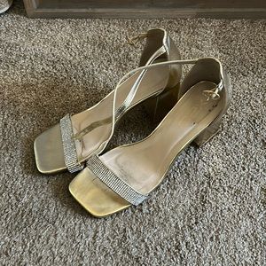 Gold sparkle heels